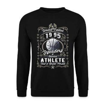 Vintage 1995 Basketball Birthday Gift Hobby - Unisex Sweatshirt - black - Front - Alina (178cm) & Michal (187cm)
