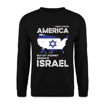 Né Israël Israélien Américain USA - Sweat-shirt Unisexe - noir - Devant - Alina (178cm) & Michal (187cm)