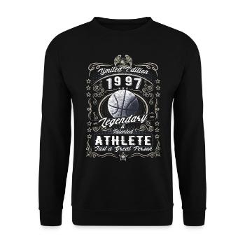 Vintage 1997 Basketball Cadeau d’anniversaire Hobby - Sweat-shirt Unisexe - noir - Devant - Alina (178cm) & Michal (187cm)