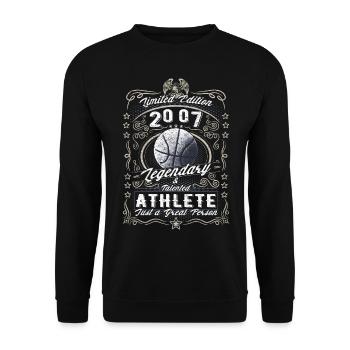 Vintage 2007 Basketball Geburtstag Geschenk Hobby - Unisex Pullover - Schwarz - Vorne - Alina (178cm) & Michal (187cm)