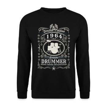 Vintage 1964 Drummer Geburtstag Geschenk Hobby - Unisex Pullover - Schwarz - Vorne - Alina (178cm) & Michal (187cm)