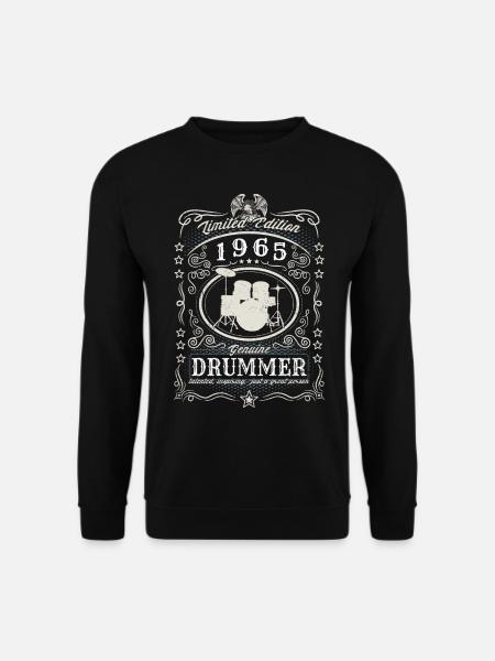 Vintage 1965 Drummer Geburtstag Geschenk Hobby - Unisex Pullover - Schwarz