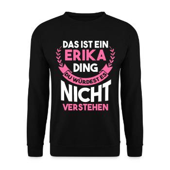 Vorname Erika - Unisex Pullover - Schwarz - Vorne - Alina (178cm) & Michal (187cm)