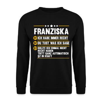 Franziska - Unisex Pullover - Schwarz - Vorne - Alina (178cm) & Michal (187cm)