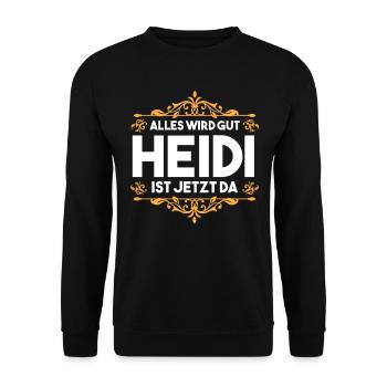 Vorname Heidi - Unisex Pullover - Schwarz - Vorne - Alina (178cm) & Michal (187cm)