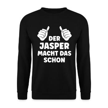 Jasper Lustiger Spruch Vorname Name Jasper - Unisex Pullover - Schwarz - Vorne - Alina (178cm) & Michal (187cm)