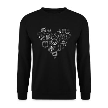 Drum Set Heart Drummer Accessories Drum Instrument - Unisex Sweatshirt - black - Front - Alina (178cm) & Michal (187cm)