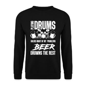 Playing Drums Solves Most Of My Problems - Funny D - Unisex Sweatshirt - black - Front - Alina (178cm) & Michal (187cm)