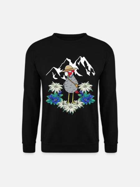 Oma Huhn Urlaub Langlauf Trecking Gebirge wandern - Unisex Pullover - Schwarz