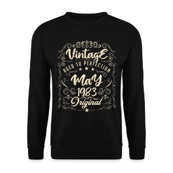 Vintage born in May 1983. Birthday May 1983. - Unisex Sweatshirt - black - Front - Alina (178cm) & Michal (187cm)