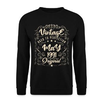 Vintage born in May 1991. Birthday May 1991. - Unisex Sweatshirt - black - Front - Alina (178cm) & Michal (187cm)