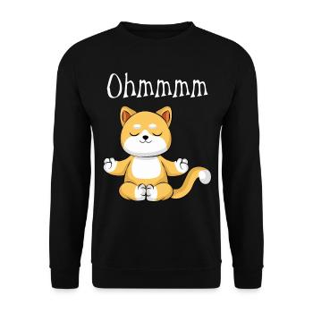 Funny Yoga Cat Ohmmmm - Unisex Sweatshirt - black - Front - Alina (178cm) & Michal (187cm)