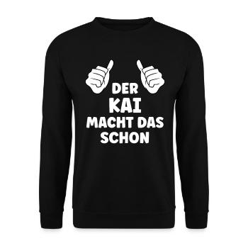 Kai Lustiger Spruch Vorname Name Kai - Unisex Pullover - Schwarz - Vorne - Alina (178cm) & Michal (187cm)