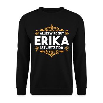 Vorname Erika - Unisex Pullover - Schwarz - Vorne - Alina (178cm) & Michal (187cm)