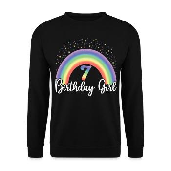 Mignon Rainbow 7 Birthday Girl, 8 ans B-day - Sweat-shirt Unisexe - noir - Devant - Alina (178cm) & Michal (187cm)