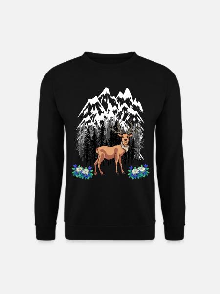 Waldtiere Rotwild Alpen Enzian Naturliebhaber - Unisex Pullover - Schwarz