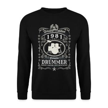 Vintage 1981 Batteur Cadeau d’anniversaire Hobby - Sweat-shirt Unisexe - noir - Devant - Alina (178cm) & Michal (187cm)