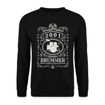 Vintage 2001 Drummer Geburtstag Geschenk Hobby - Unisex Pullover - Schwarz - Vorne - Alina (178cm) & Michal (187cm)