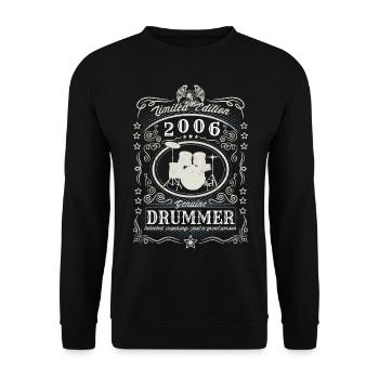 Vintage 2006 Drummer Geburtstag Geschenk Hobby - Unisex Pullover - Schwarz - Vorne - Alina (178cm) & Michal (187cm)