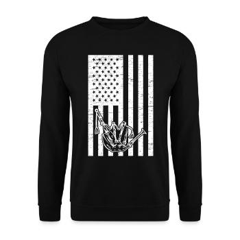 Bagpipe American Flag Bagpiper US Flag Bagpipe - Unisex Pullover - Schwarz - Vorne - Alina (178cm) & Michal (187cm)