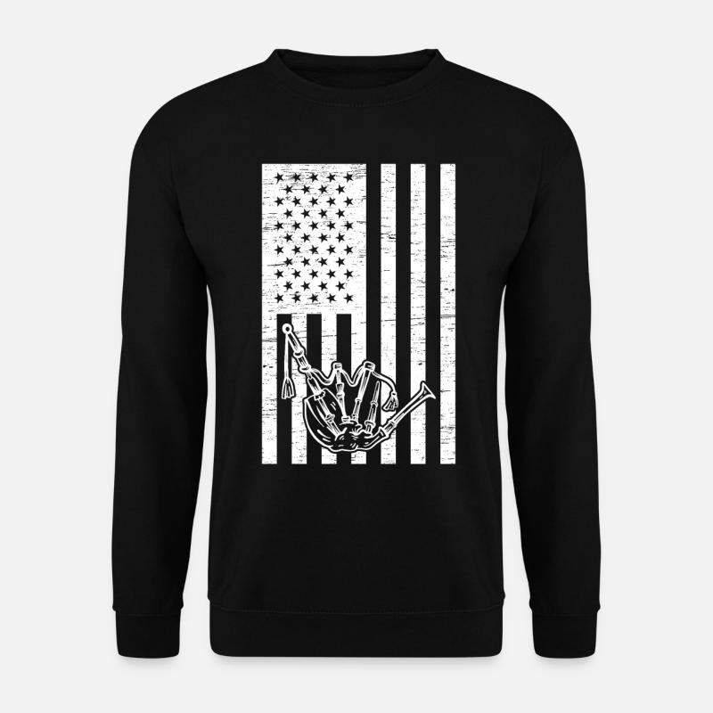 Bagpipe American Flag Bagpiper US Flag Bagpipe - Unisex Pullover - Schwarz
