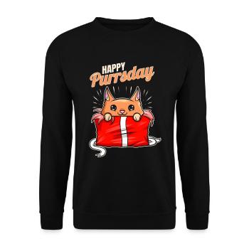 Surprise: Cat In A Birthday Gift On Purrsday - Unisex Sweatshirt - black - Front - Alina (178cm) & Michal (187cm)