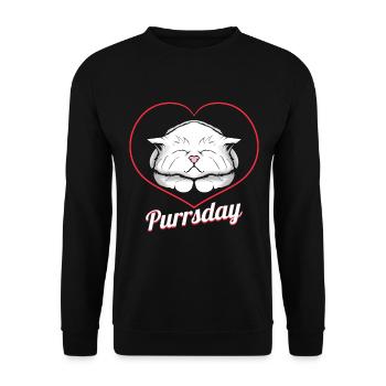 Logo Sleeping Cat In A Heart On Purrsday - Unisex Pullover - Schwarz - Vorne - Alina (178cm) & Michal (187cm)