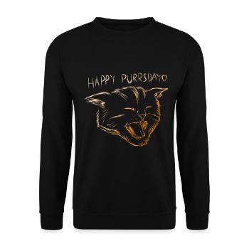 Meowing Cat On Purrsday - Unisex Sweatshirt - black - Front - Alina (178cm) & Michal (187cm)