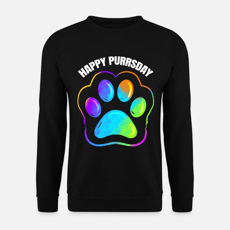 Colorful Cat Paw Print On Purrsday - Unisex Pullover - Schwarz