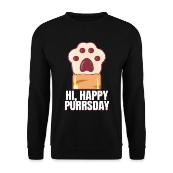 Greeting Cat Paw On Purrsday - Unisex Sweatshirt - black - Front - Alina (178cm) & Michal (187cm)