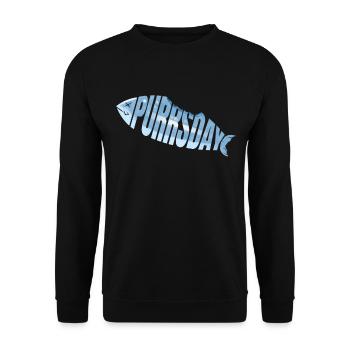 La nourriture préférée du chat: Bit Dead Fish on Purrsday - Sweat-shirt Unisexe - noir - Devant - Alina (178cm) & Michal (187cm)