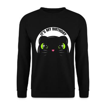 Logo Black Cat's Birthday On Purrsday - Unisex Pullover - Schwarz - Vorne - Alina (178cm) & Michal (187cm)