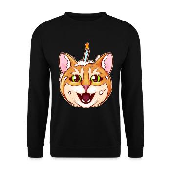 Cat With Birthday Candle Ate The Birthday Cake On - Unisex Sweatshirt - black - Front - Alina (178cm) & Michal (187cm)