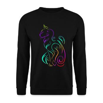 Colored Ornamental Cat In Asian Style On Purrsday - Unisex Sweatshirt - black - Front - Alina (178cm) & Michal (187cm)