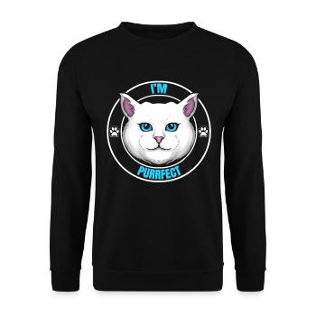 Logo White Cat Saying I'm Purrfect Perfect On - Unisex Pullover - Schwarz - Vorne - Alina (178cm) & Michal (187cm)
