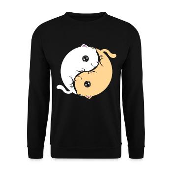Yin And Yang Cats On Purrsday - Unisex Sweatshirt - black - Front - Alina (178cm) & Michal (187cm)