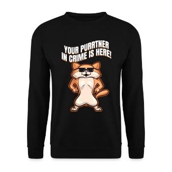 Cool Cat With Sun Glasses On Purrsday - Unisex Sweatshirt - black - Front - Alina (178cm) & Michal (187cm)