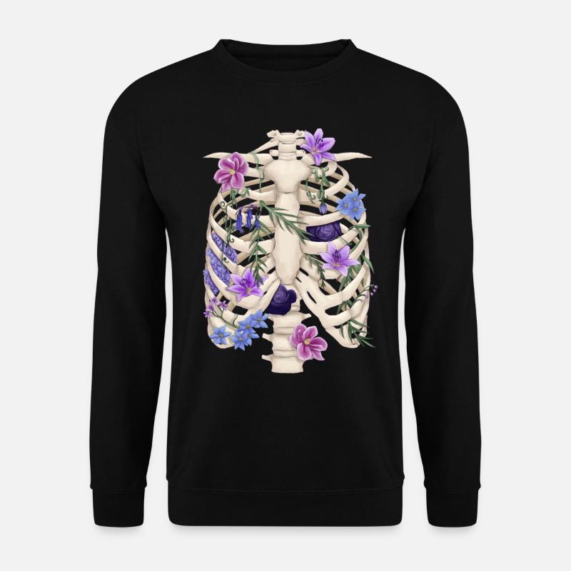 Rippchen mit Blüten - Unisex Pullover - Schwarz
