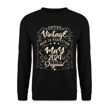 Vintage born in May 2024. Birthday May 2024. - Unisex Sweatshirt - black - Front - Alina (178cm) & Michal (187cm)