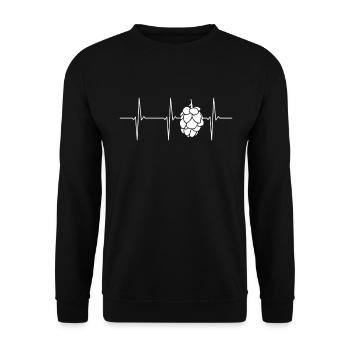 Hops ECG heartbeat - Unisex Sweatshirt - black - Front - Alina (178cm) & Michal (187cm)