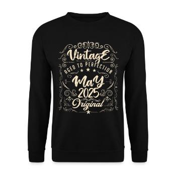 Vintage born in May 2025. Birthday May 2025. - Unisex Sweatshirt - black - Front - Alina (178cm) & Michal (187cm)