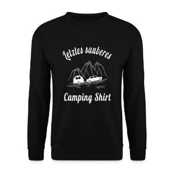Camping Wohnwagen lustiges Geschenk - Unisex Pullover - Schwarz - Vorne - Alina (178cm) & Michal (187cm)