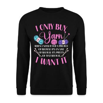 Knitting Knitter I Only Buy Yarn - Unisex Pullover - Schwarz - Vorne - Alina (178cm) & Michal (187cm)