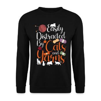 Knitting Knitter Cat Easily - Unisex Sweatshirt - black - Front - Alina (178cm) & Michal (187cm)