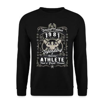 Vintage 1981 Fitness Anniversaire Cadeau Hobby - Sweat-shirt Unisexe - noir - Devant - Alina (178cm) & Michal (187cm)