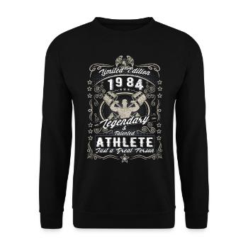 Vintage 1984 Fitness Geburtstag Geschenk Hobby - Unisex Pullover - Schwarz - Vorne - Alina (178cm) & Michal (187cm)