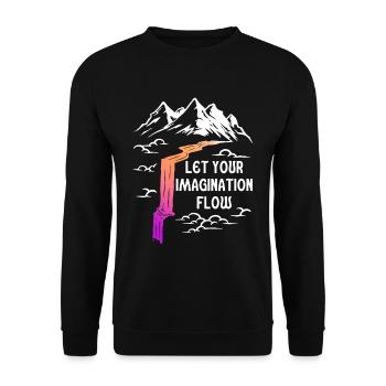 Space River Mountain Imagination - Unisex Pullover - Schwarz - Vorne - Alina (178cm) & Michal (187cm)