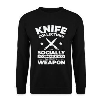 Messersammler Messer Sammeln - Unisex Pullover - Schwarz - Vorne - Alina (178cm) & Michal (187cm)