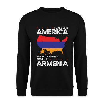 Né en tant qu’arménien arménien américain - Sweat-shirt Unisexe - noir - Devant - Alina (178cm) & Michal (187cm)