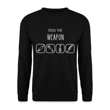 Choisissez votre arme Outils de cuisine Cuisson Cuisson - Sweat-shirt Unisexe - noir - Devant - Alina (178cm) & Michal (187cm)
